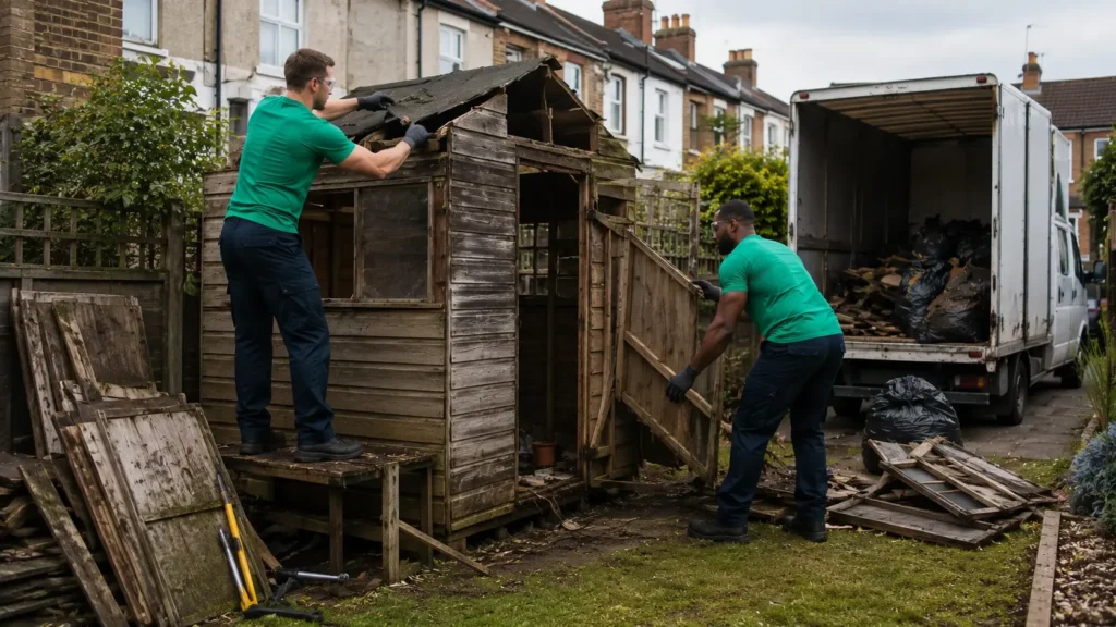 dismantle and dispose old garden shed